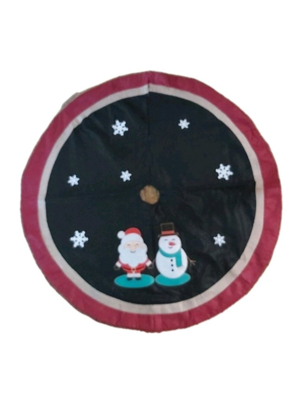 Adorable Santa & Snowman Night Sky Holiday Tree Skirt